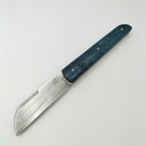 Couteau Artisanal Damas par les Lames de K en Erable Bleu