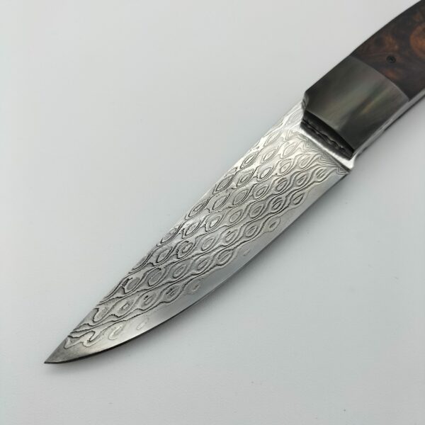 Couteau artisanal pliant damas et bois de fer par Guiseppe Pala2