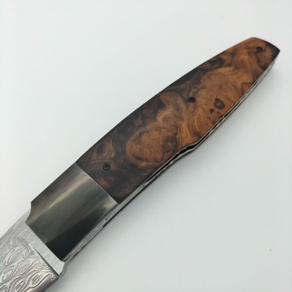 Couteau artisanal pliant damas et bois de fer par Guiseppe Pala3