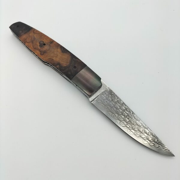 Couteau artisanal pliant damas et bois de fer par Guiseppe Pala6