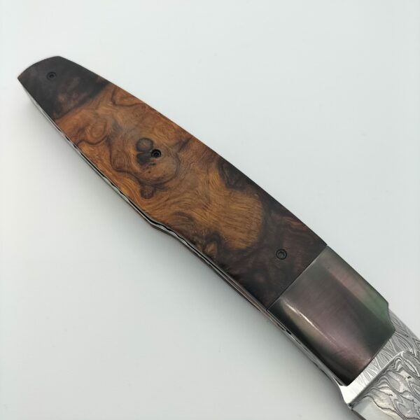 Couteau artisanal pliant damas et bois de fer par Guiseppe Pala7