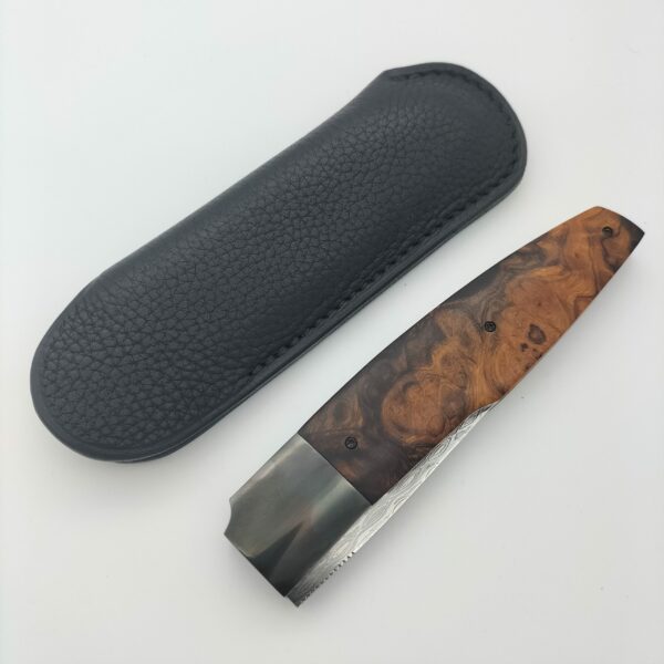 Couteau artisanal pliant damas et bois de fer par Guiseppe Pala8