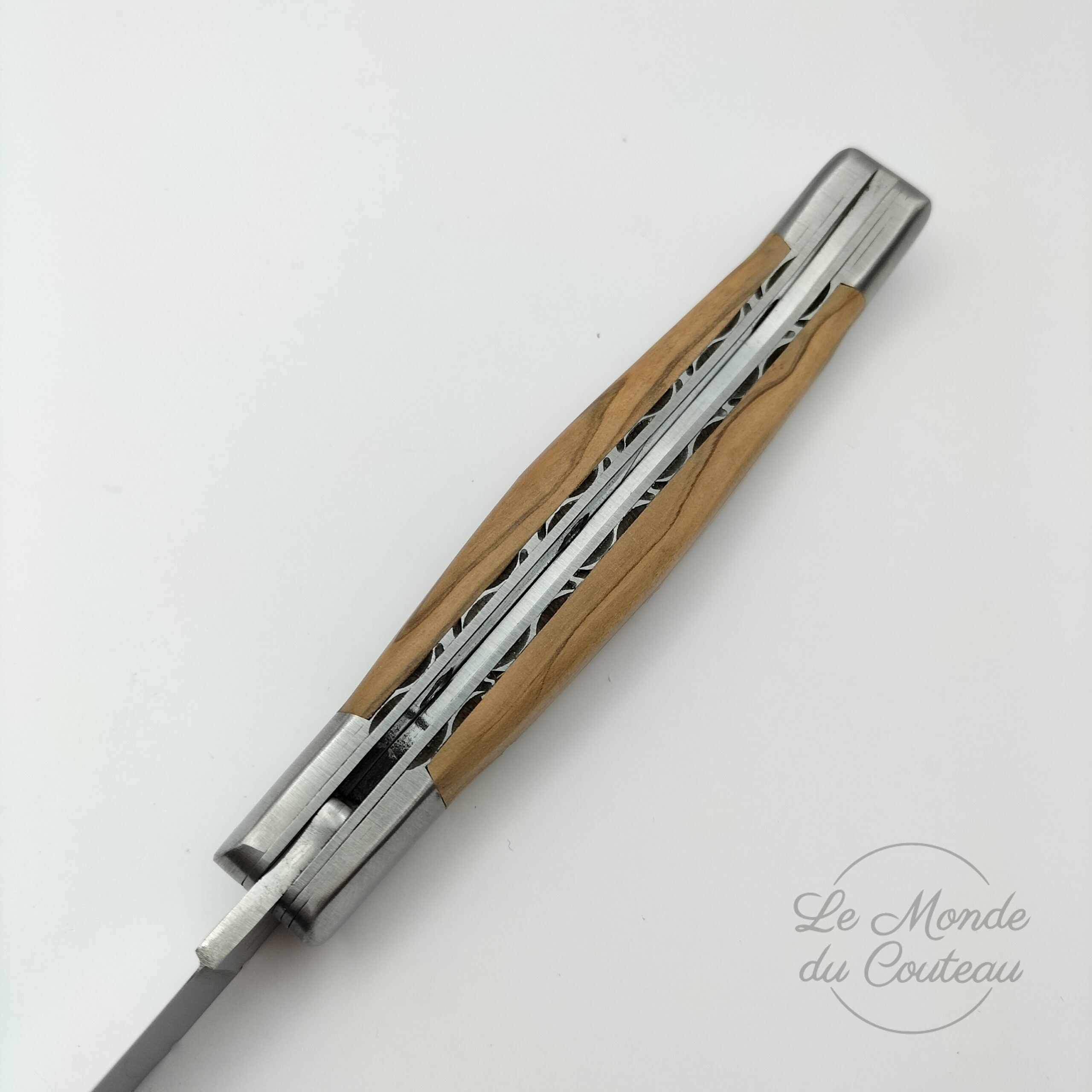 Cuchillo Plegable Laguiole Village 12 cm Doble platinas 2 Virolas Olivo3 1