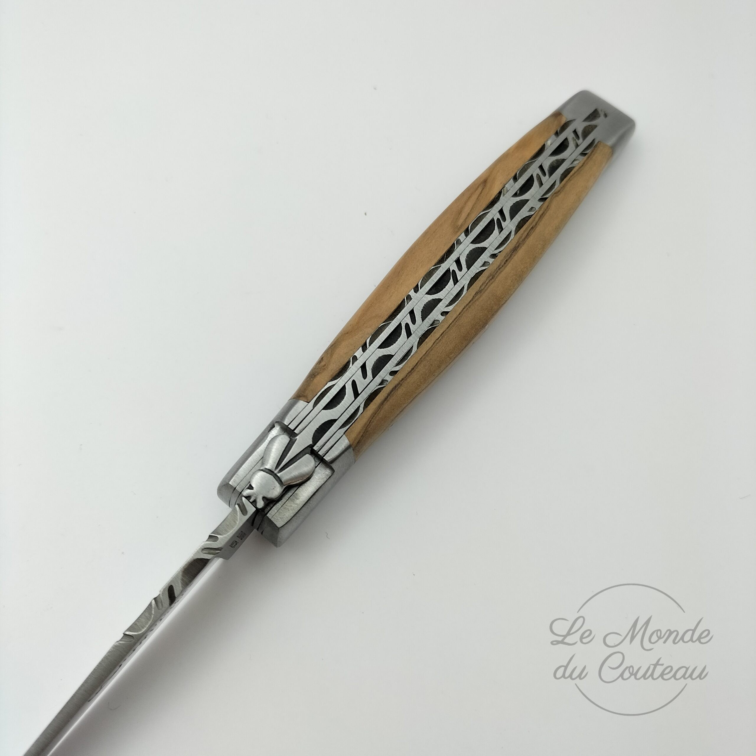 Cuchillo Plegable Laguiole Village 12 cm Doble platinas 2 Virolas Olivo2 1