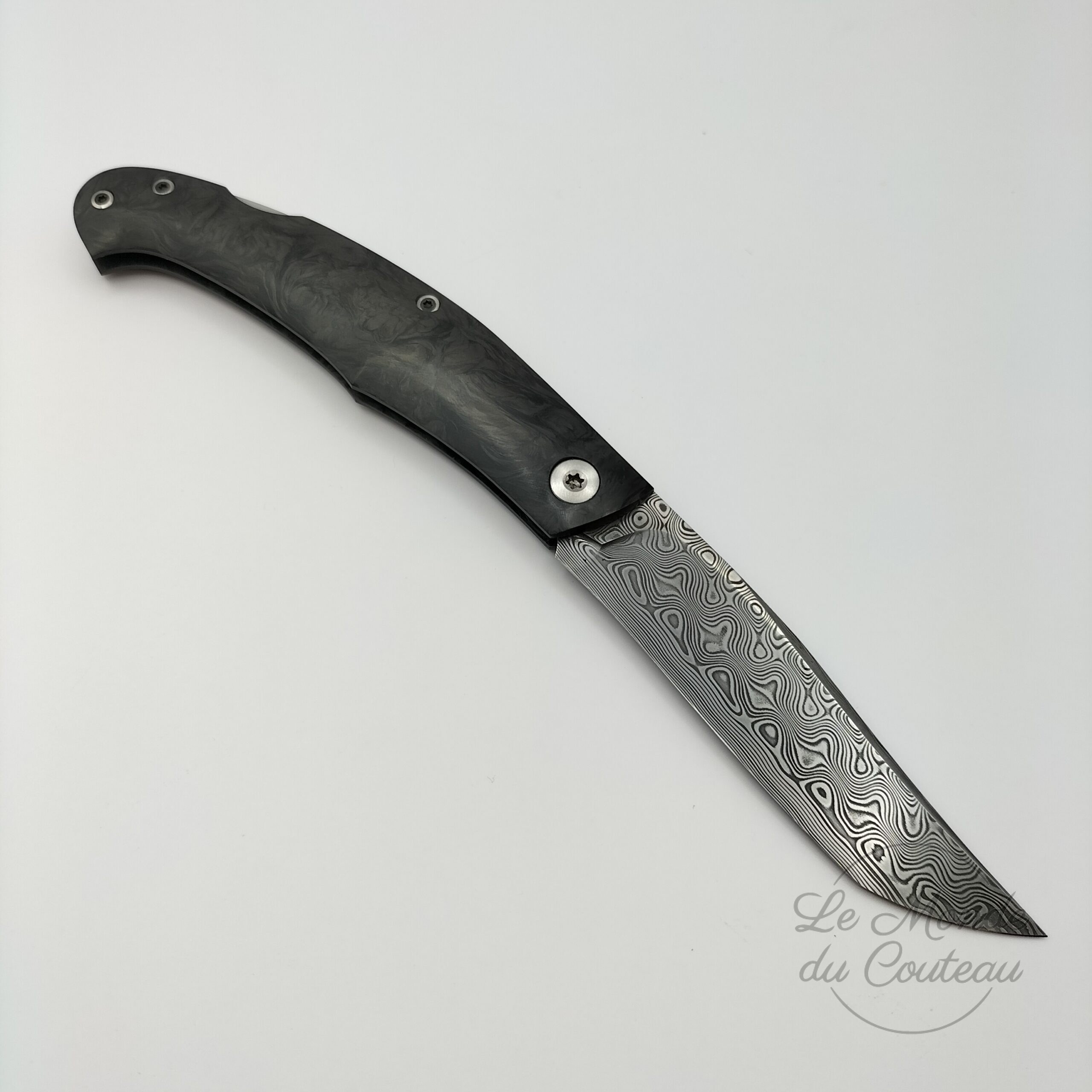 Handgefertigtes Fatcarbon-Damast-Pumpmesser Cyril Kalisz Marcos2
