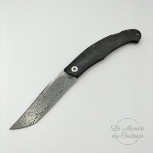 Handgefertigtes Klappmesser Fatcarbon Damast Pumpe Cyril Kalisz Marcos