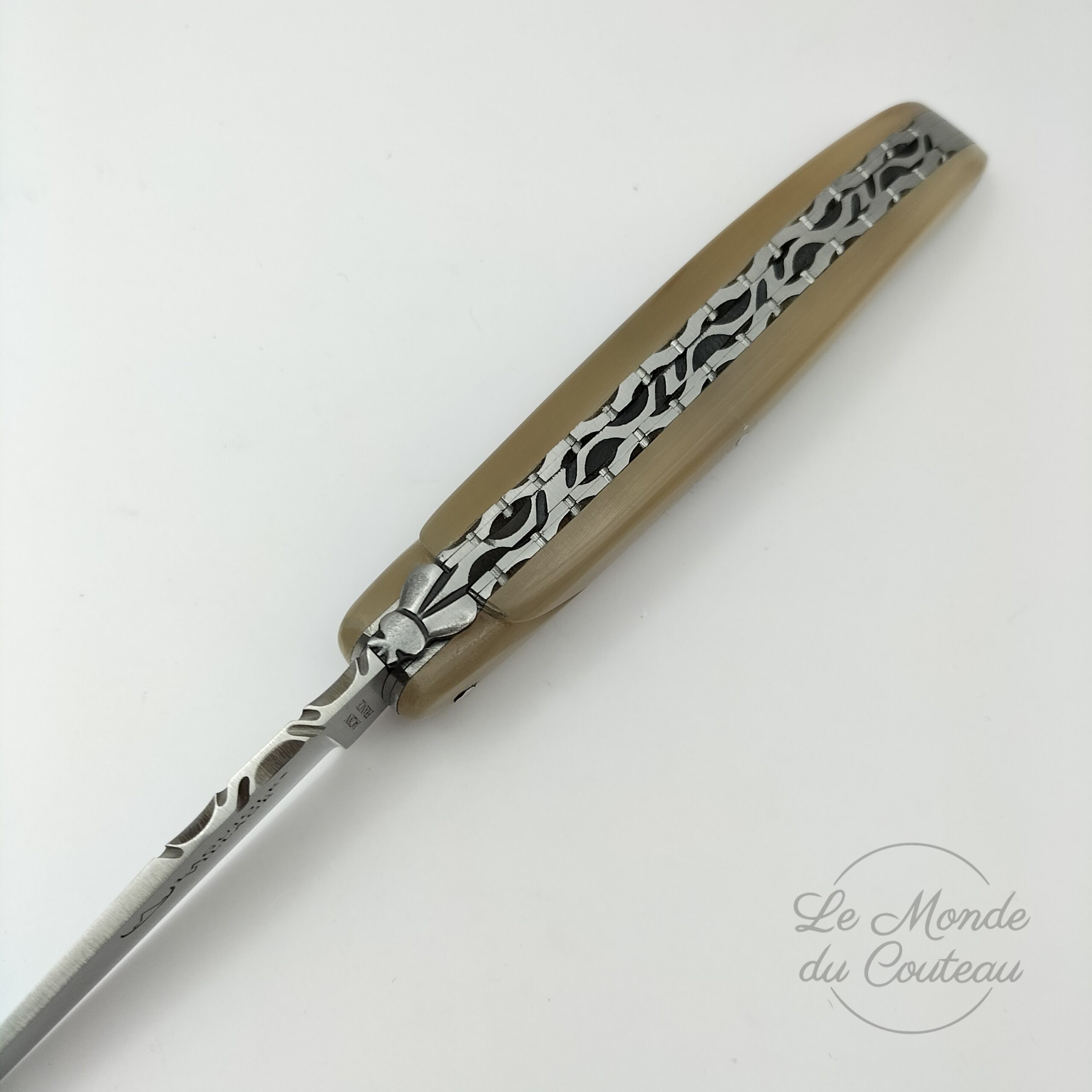 Laguiole Village Klappmesser 12 cm Doppelplatinen Vollgriff Horn2