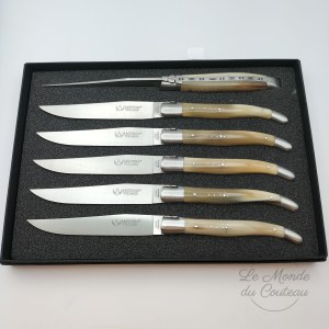 Estuche de 6 Laguiole Forge Punta de Cuerno