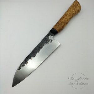 Handgefertigtes Santoku-Küchenmesser Arthur Lapostat Corian und Ebenholzmaser