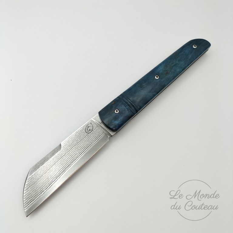 Coltello Artigianale Damasco di Lames de K in Acero Blu