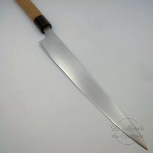 Handcrafted Japanese Hitohira Futana S3 Migaki Sujihiki 240mm knife