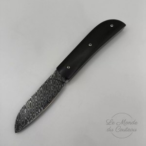 Couteau Pliant artisanal damas Ebène par Mbull