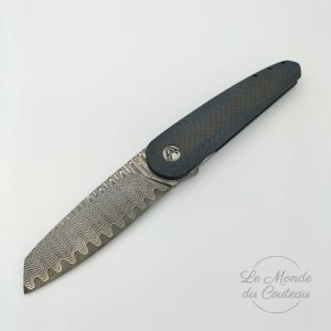 Handmade Damascus Framelock Knife by Alain Andre