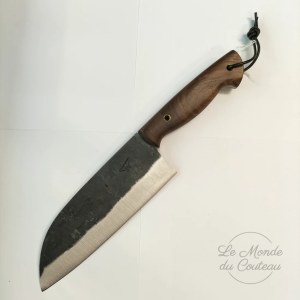 Ambachtelijk Santoku-keukenmes walnoot door Frederic Marchand